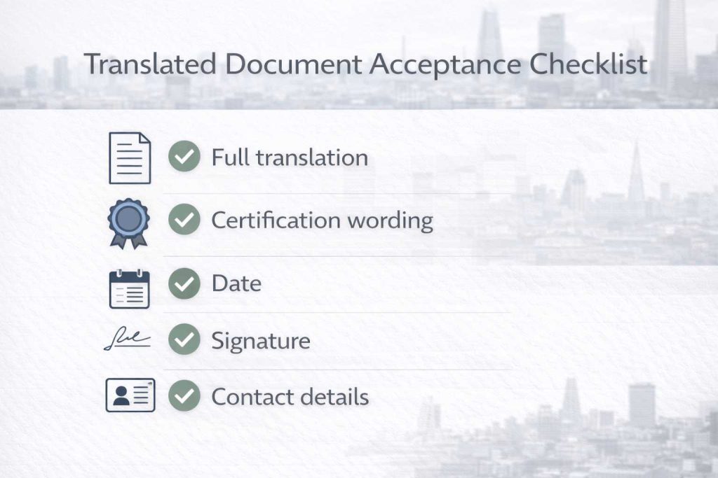 Checklist showing what UKVI usually expects from translated documents