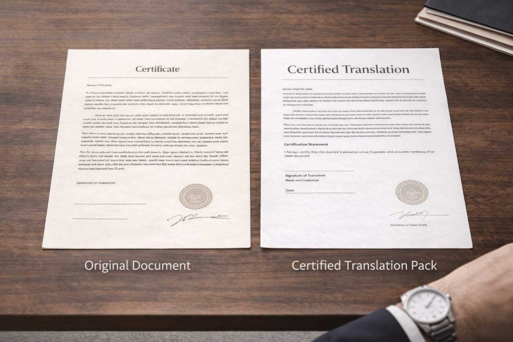 Submission ready certified translation pack prepared for urgent official use