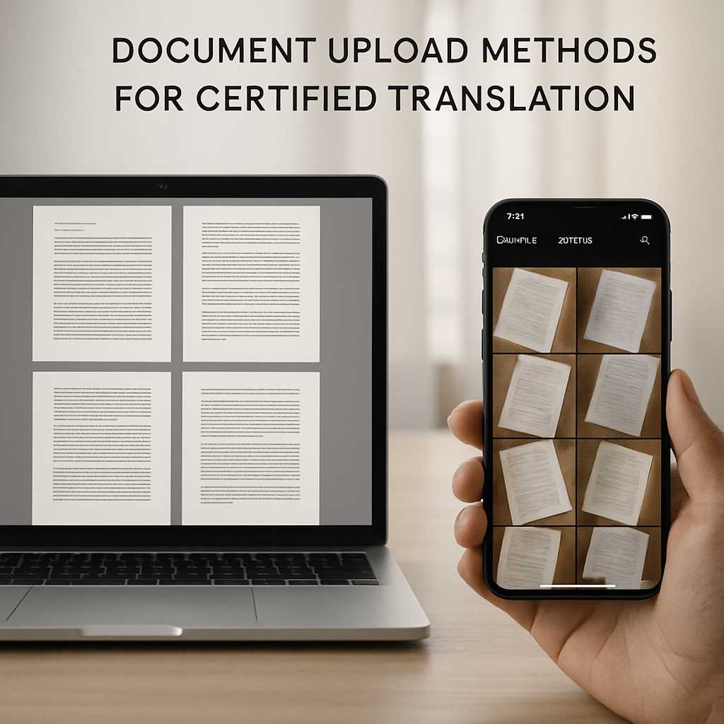 A professional editorial image depicting a side by side comparison of document upload methods for ce