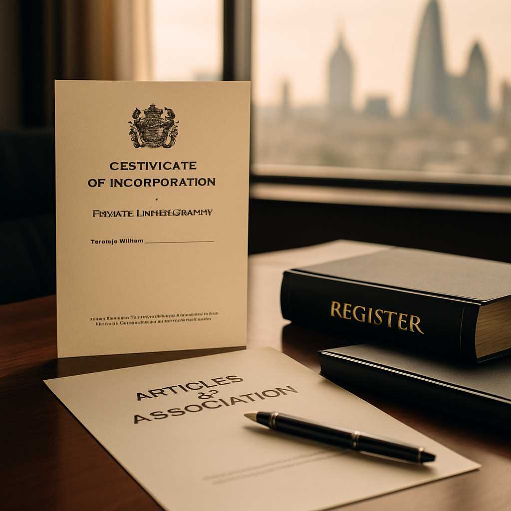 A professional editorial photograph capturing a corporate setting, featuring a neatly arranged execu
