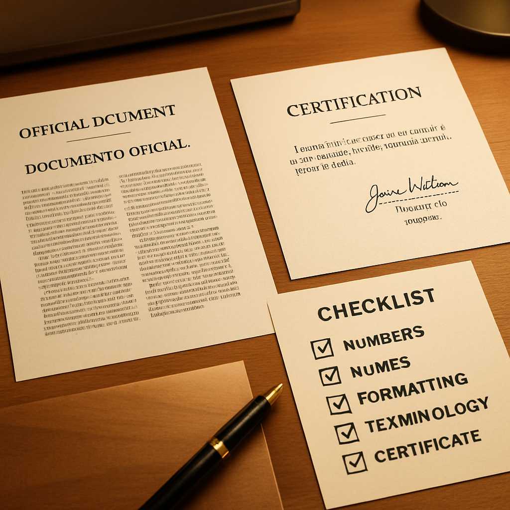 A polished editorial photograph of a professional workspace featuring a bilingual official document